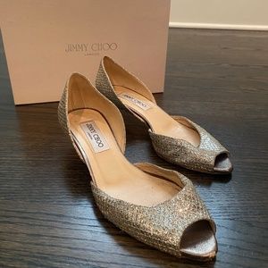Jimmy Choo champagne glitter pumps